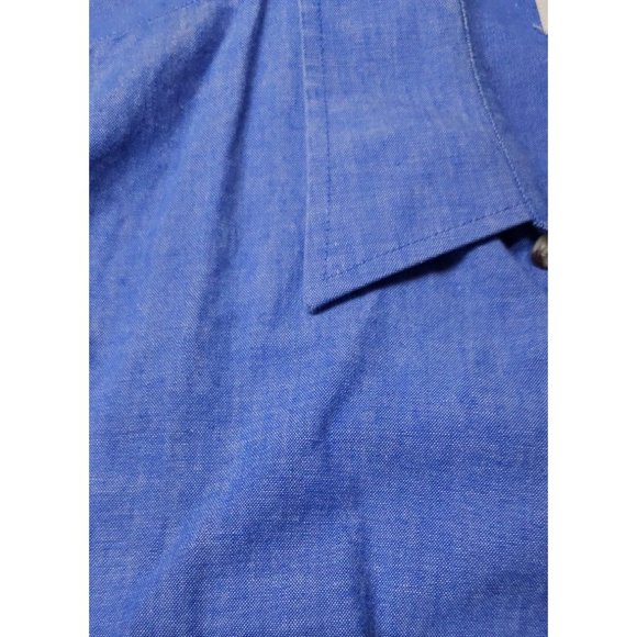 Ely Big Man 3X Big 19.5 Blue Short Sleeve Button Up Western Chambray Shirt - Picture 10 of 11